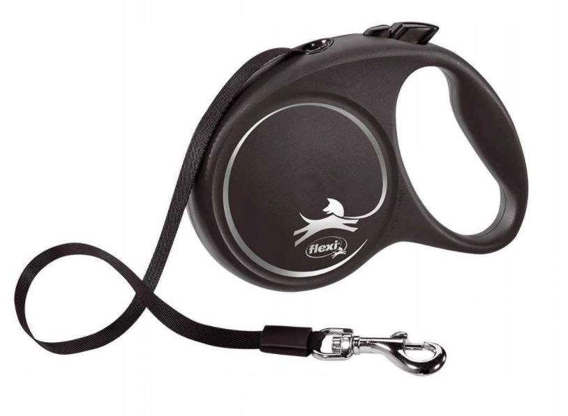 Levně Vodítko flexi automatické Black Design L páska 5 m pro psa do 50 kg, barva