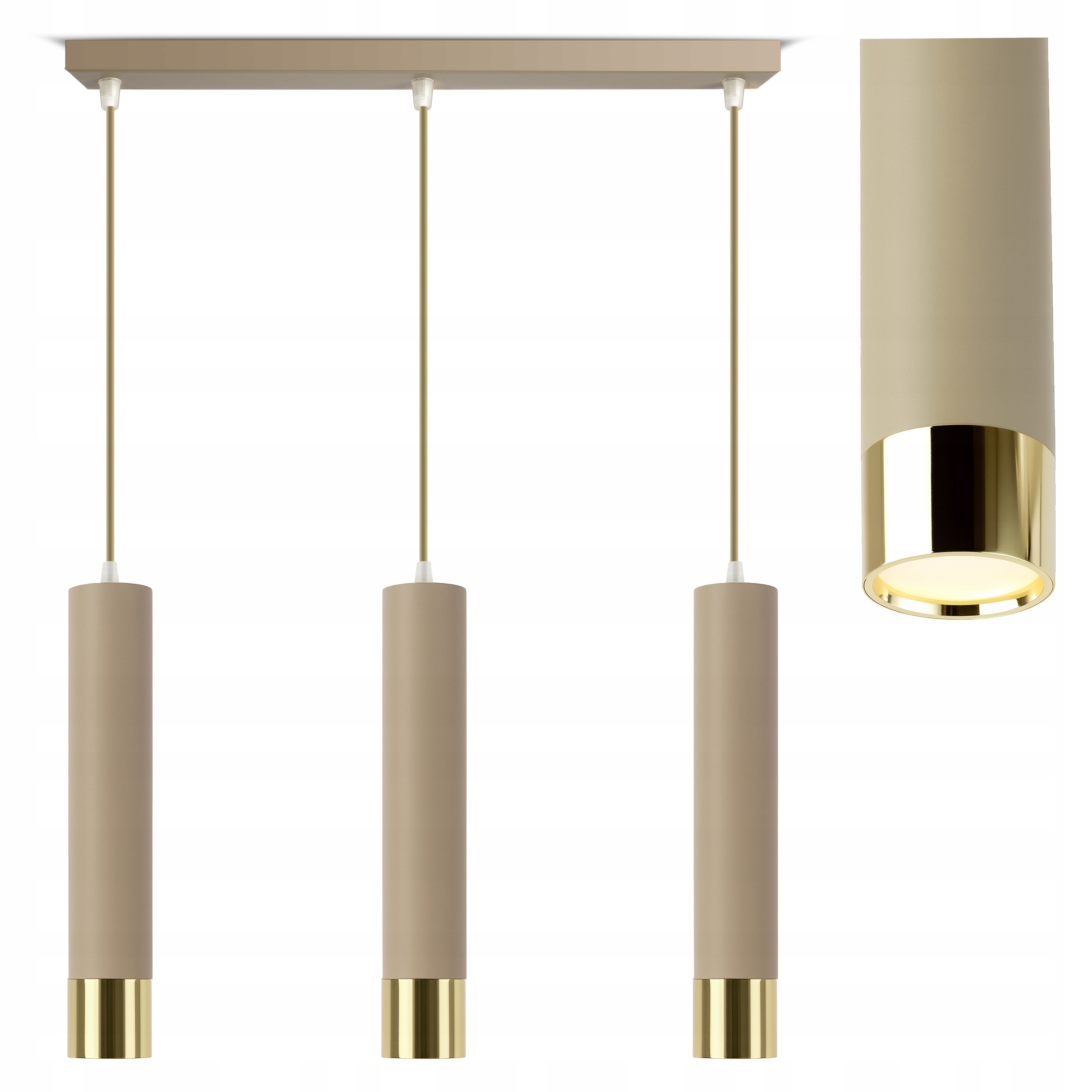 Lampa wisząca sufitowa tuby Kaszmir Beż Ecru Led do kuchni salonu nad blat