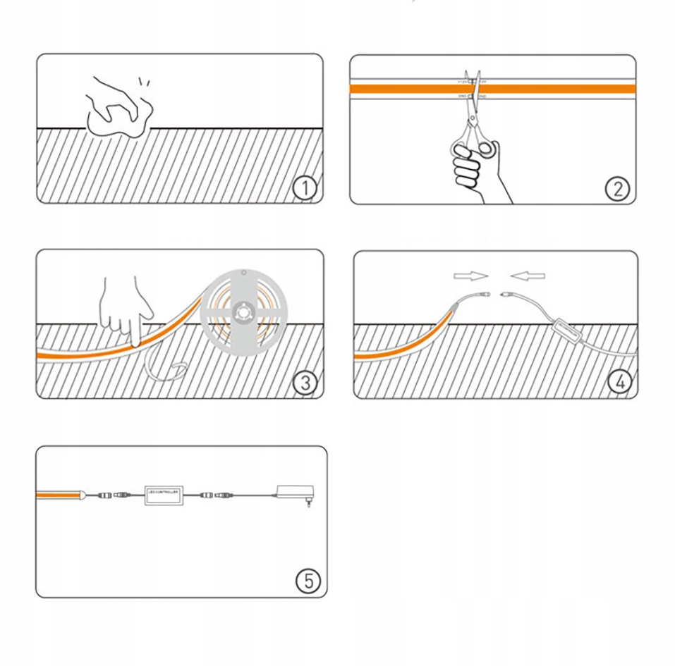Taśma LED Neon COB 24V 1m 320 diod 4000K BIAŁA NEUTRALNA HOMOGENICZNA 8MM Długość 1 m