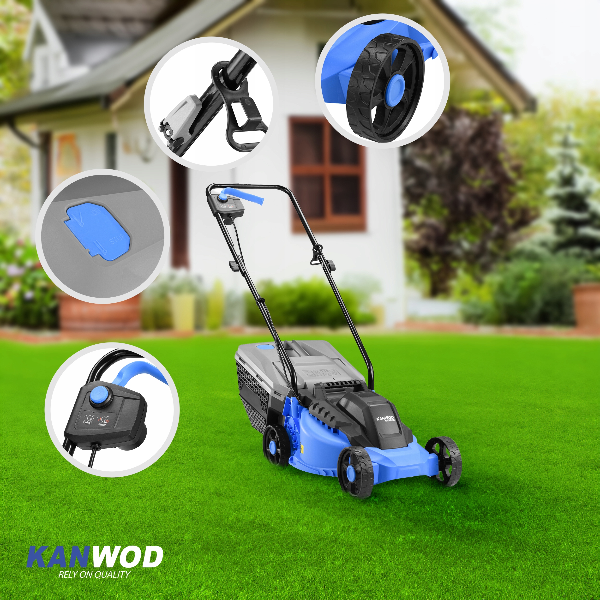 KOSIARKA ELEKTRYCZNA LEKKA MOCNA DO TRAWY DUŻY KOSZ 30L 2000W KANWOD Kod producenta KANWOD_HARVEY