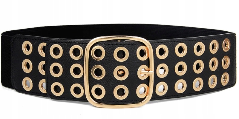 

Szeroki Pasek Damski Elastyczny Złota Klamra