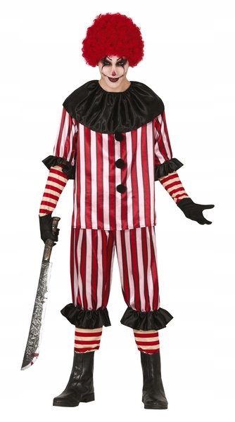Kostým Zlý Klaun Temný Horor S Pruhy Převlek Kostým Halloween XL