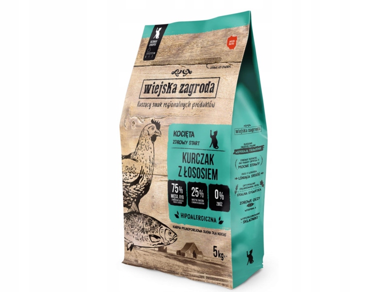 Karma dla kota Wiejska Zagroda Kurczak z łososiem 2 x 5 kg