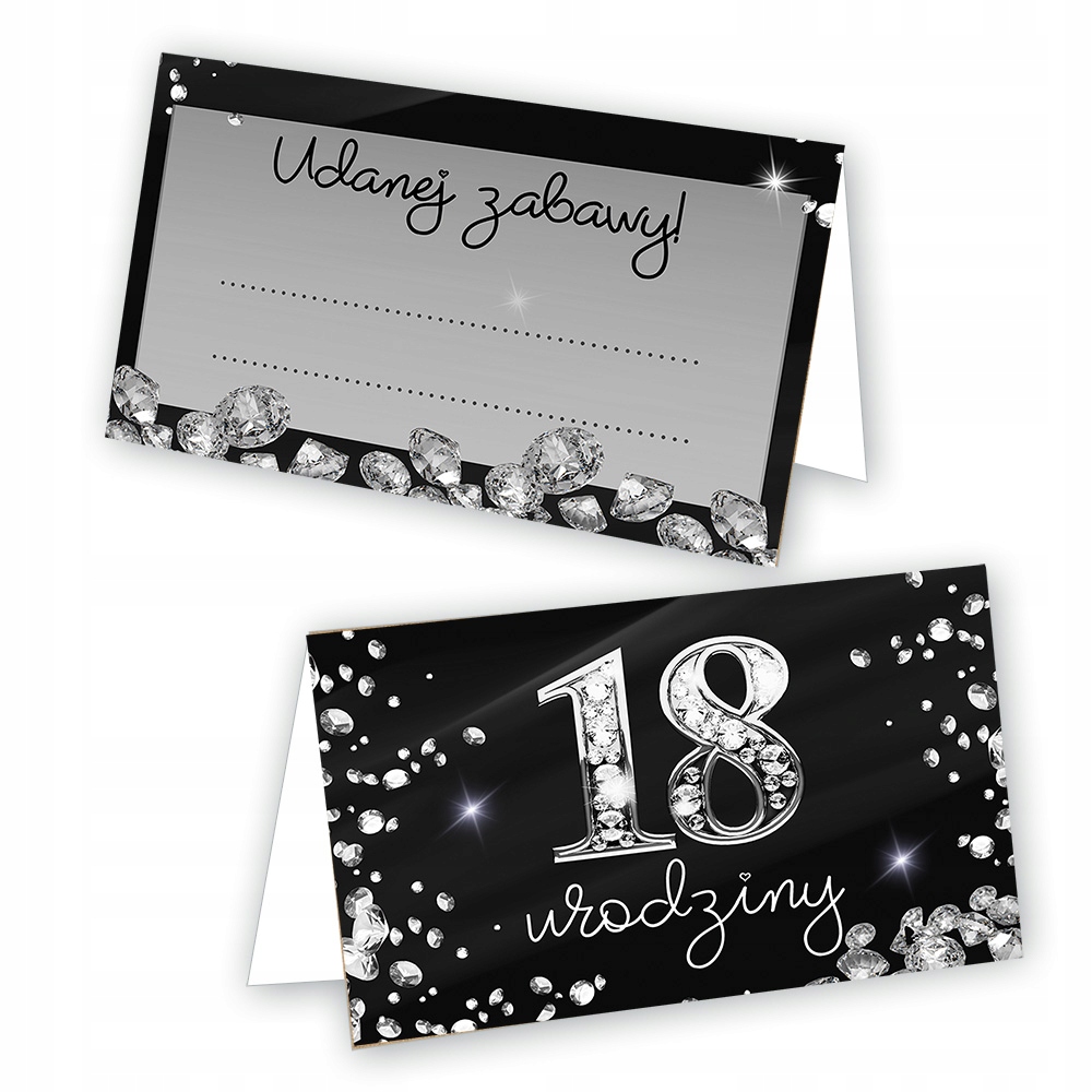 Winietki na Stół na 18 Urodziny Diamentowy Blask - 10 szt Bilecik aWN_63