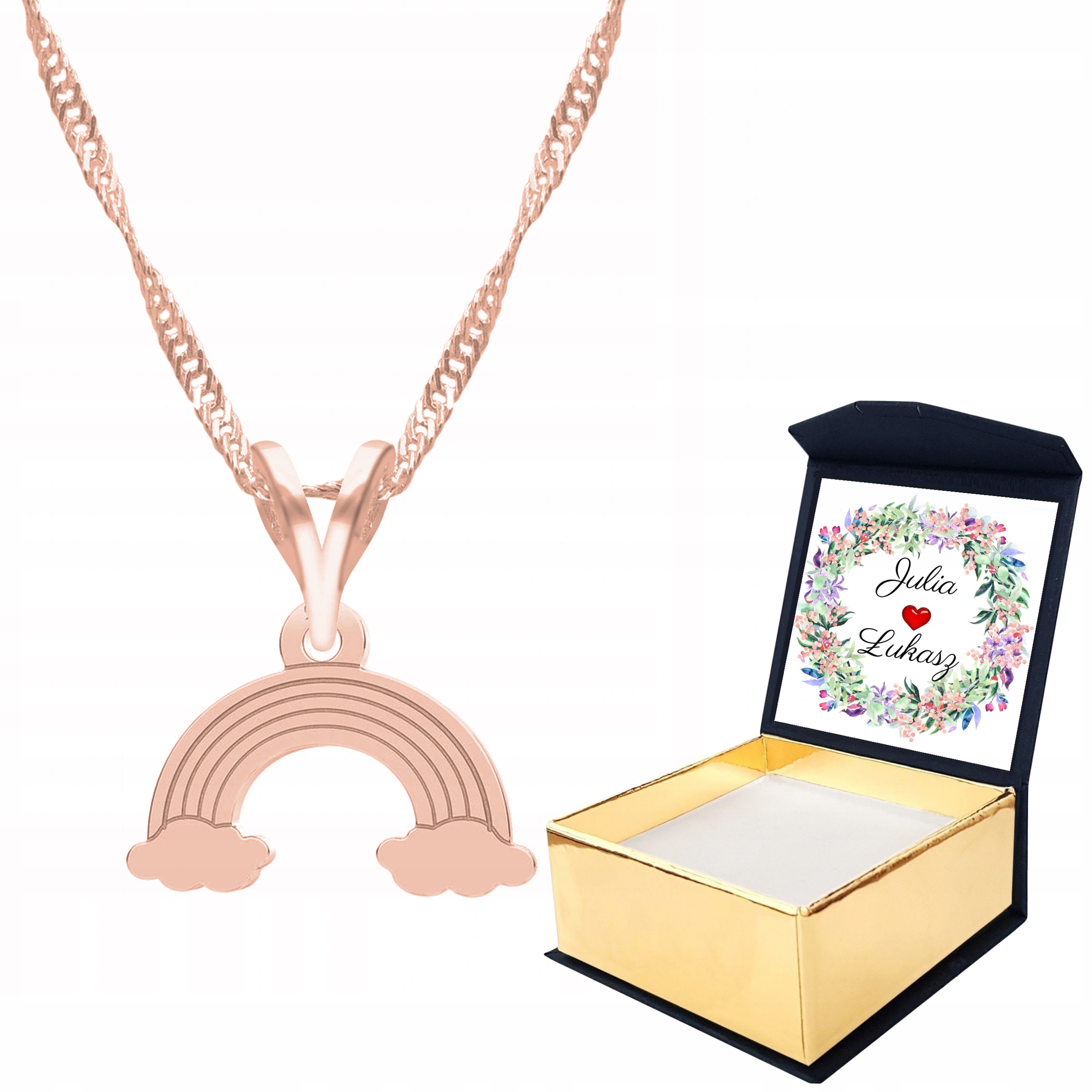 Náhrdelník růžové zlato 925 Duha Vlastní Potisk