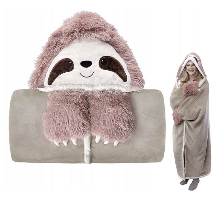 Mikinová Deka Lenochod Deka Oversize Mikina Růžová Teplá Univerzální Dámská Velká