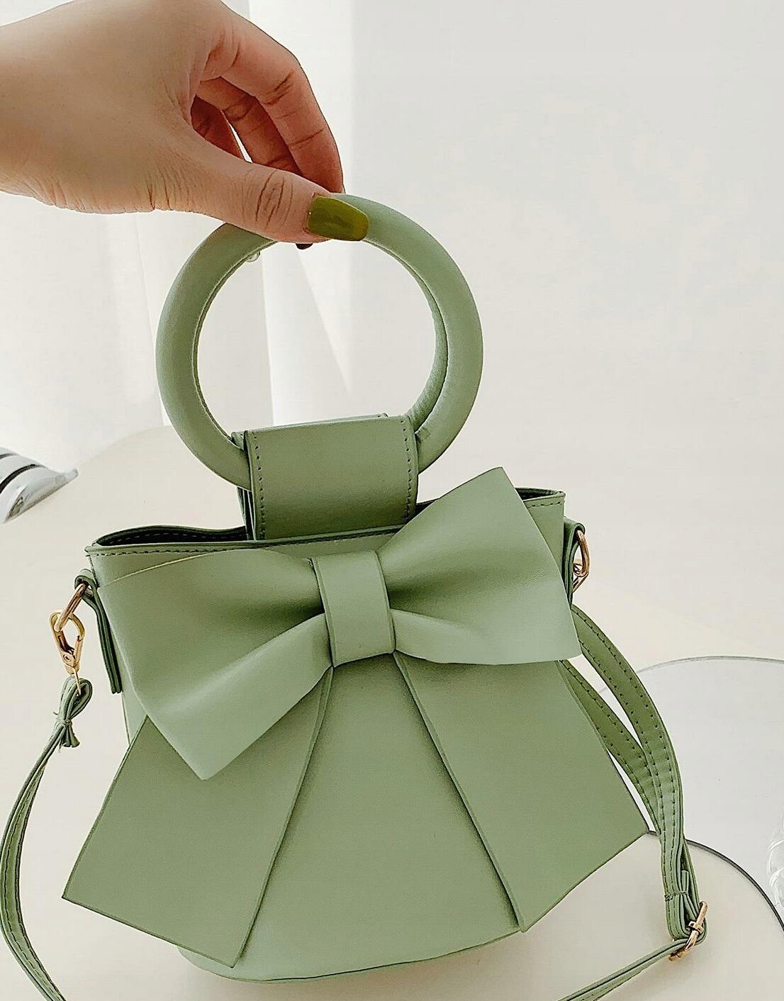 JASNO ZIELONA MAŁA TOREBKA KOKARDA EKOSKÓRA SHEIN