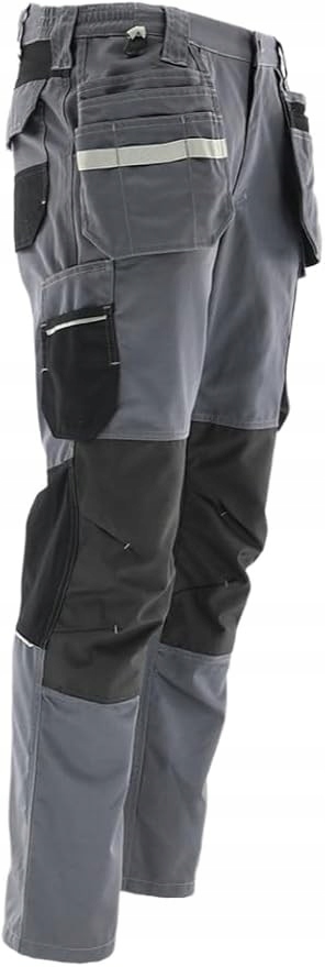 Spodnie MONTERSKIE Robocze STRETCH Męskie DUŻO KIESZENI Szare WYTRZYMAŁE Rozmiar 62