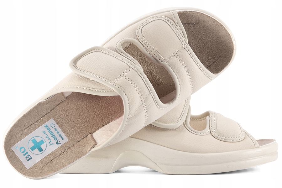 Adanex 16721 Klapki Damskie Sanitarne Koturn Bio Pu beżowe 40 Beżowy