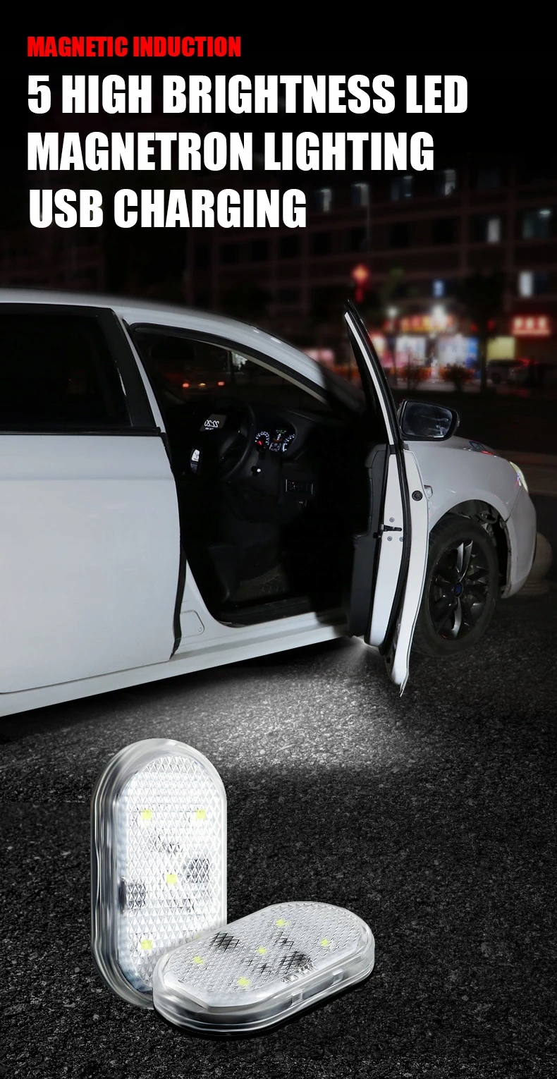 Car Led Welcome Light Magnetic Control USB Charging Auto Open Door Safe Marka bez marki