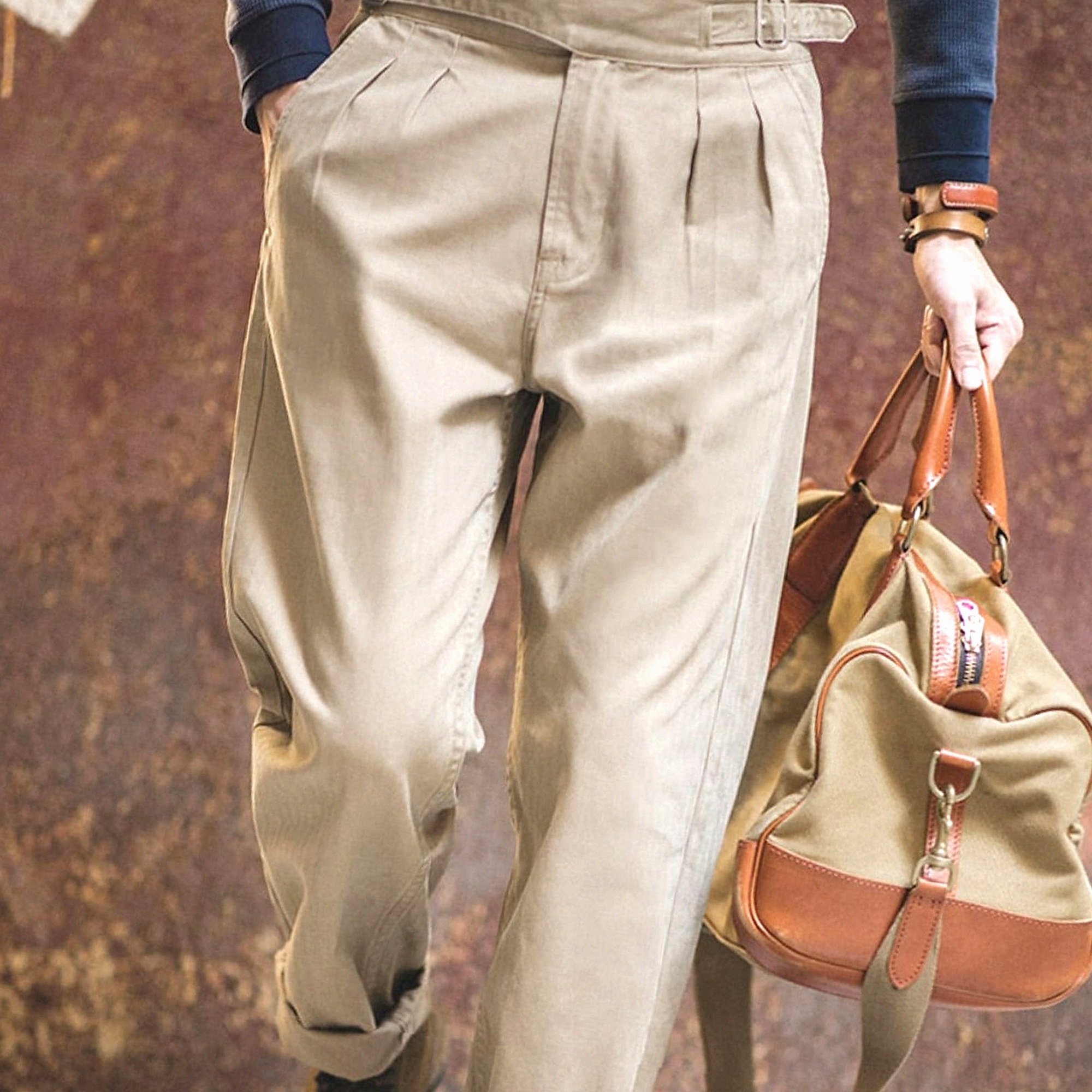 Pánské kalhoty Casual Oversize Maden Camel Cotton L