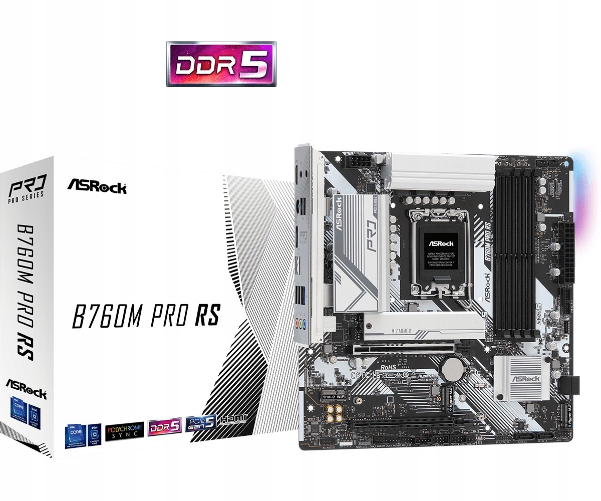 Asrock Základní deska B760M Pro Rs s1700 4DDR5 Dp/hdmi mATX