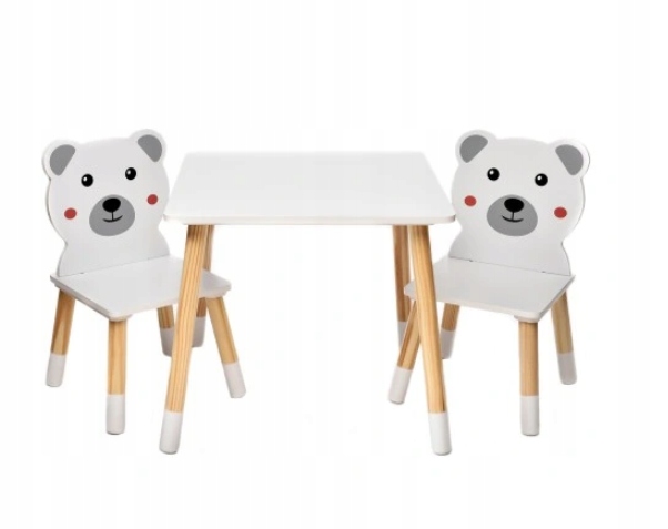 WYSOKIEJ JAKOŚCI ZESTAW STÓŁ + 2 KRZESŁA MEBLE DZIECIĘCE MISIE DLA DZIECI Kod producenta TuTulimy