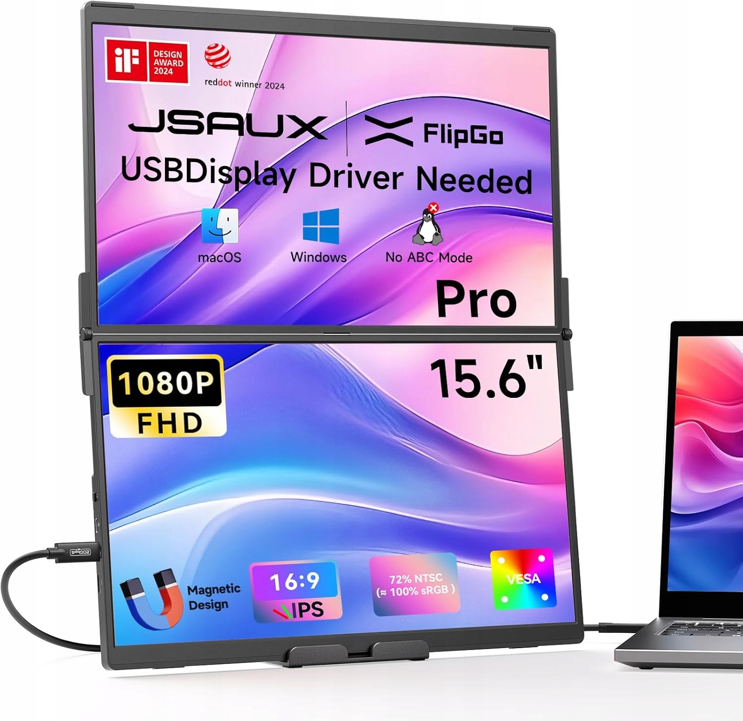 Jsaux FlipGo 15,6" Pro 2,2K podwójny ekran przenośny monitor M2635