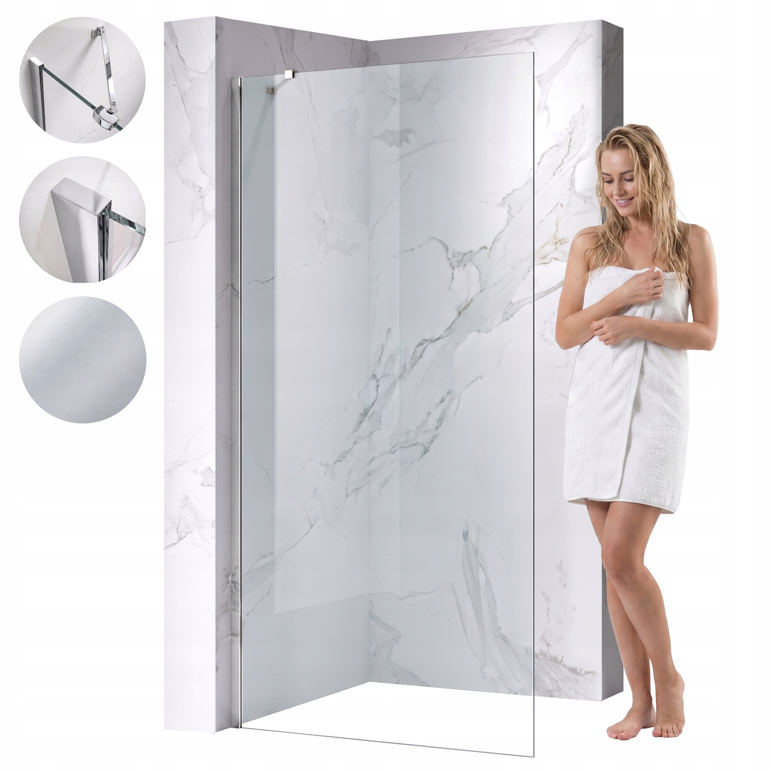 Ścianka Szyba Prysznicowa ZES-KZ24-CH-100 Kabina Walk-in 100 CM 6 MM Chrom