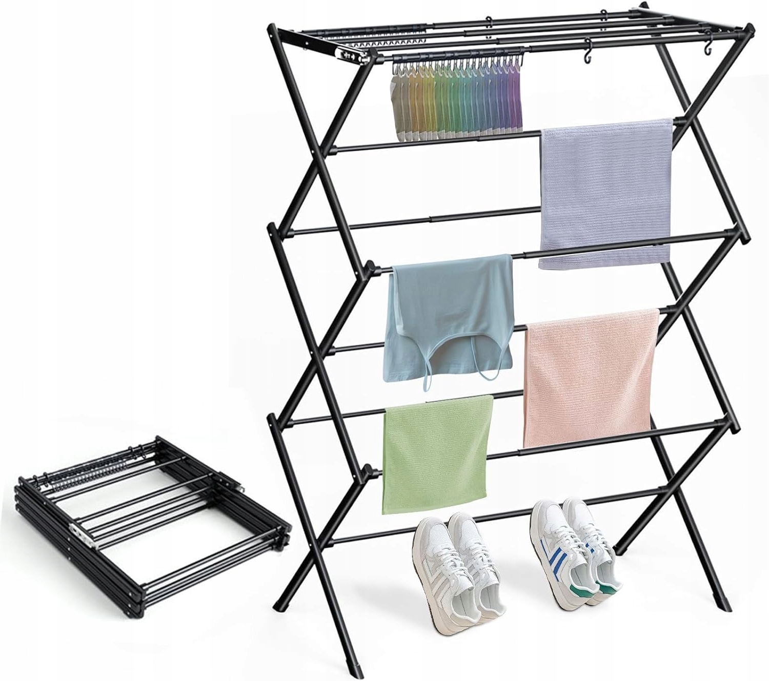 Levně Stojící Sušák Skládací 6 úrovní 11 tyčí Malý prostor