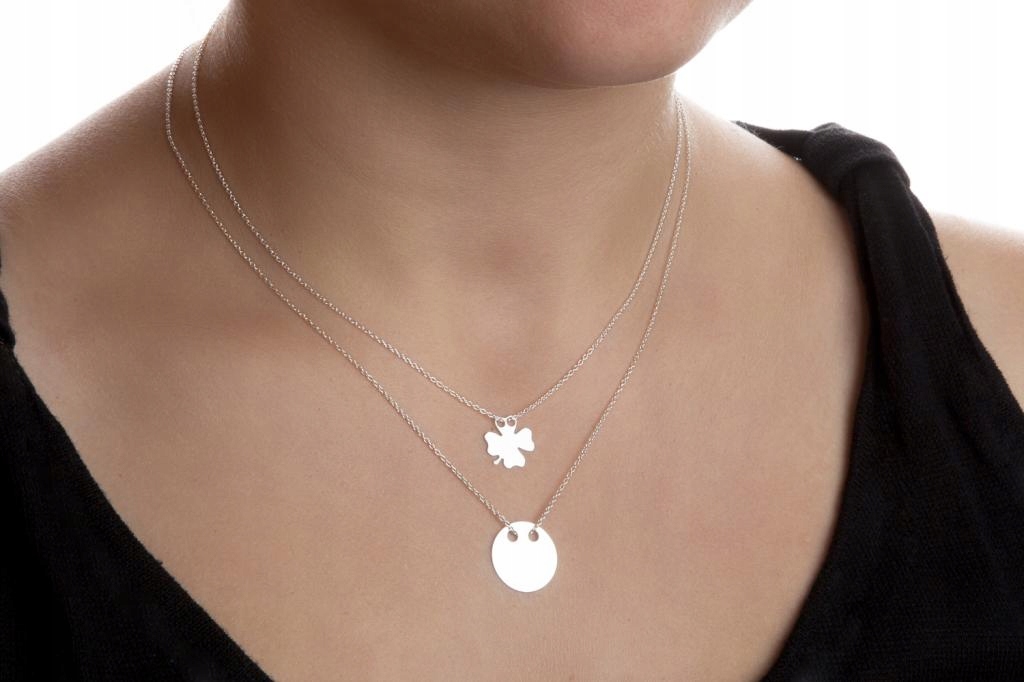 

Srebrny komplet Celebrytka 925 koniczynka blaszka