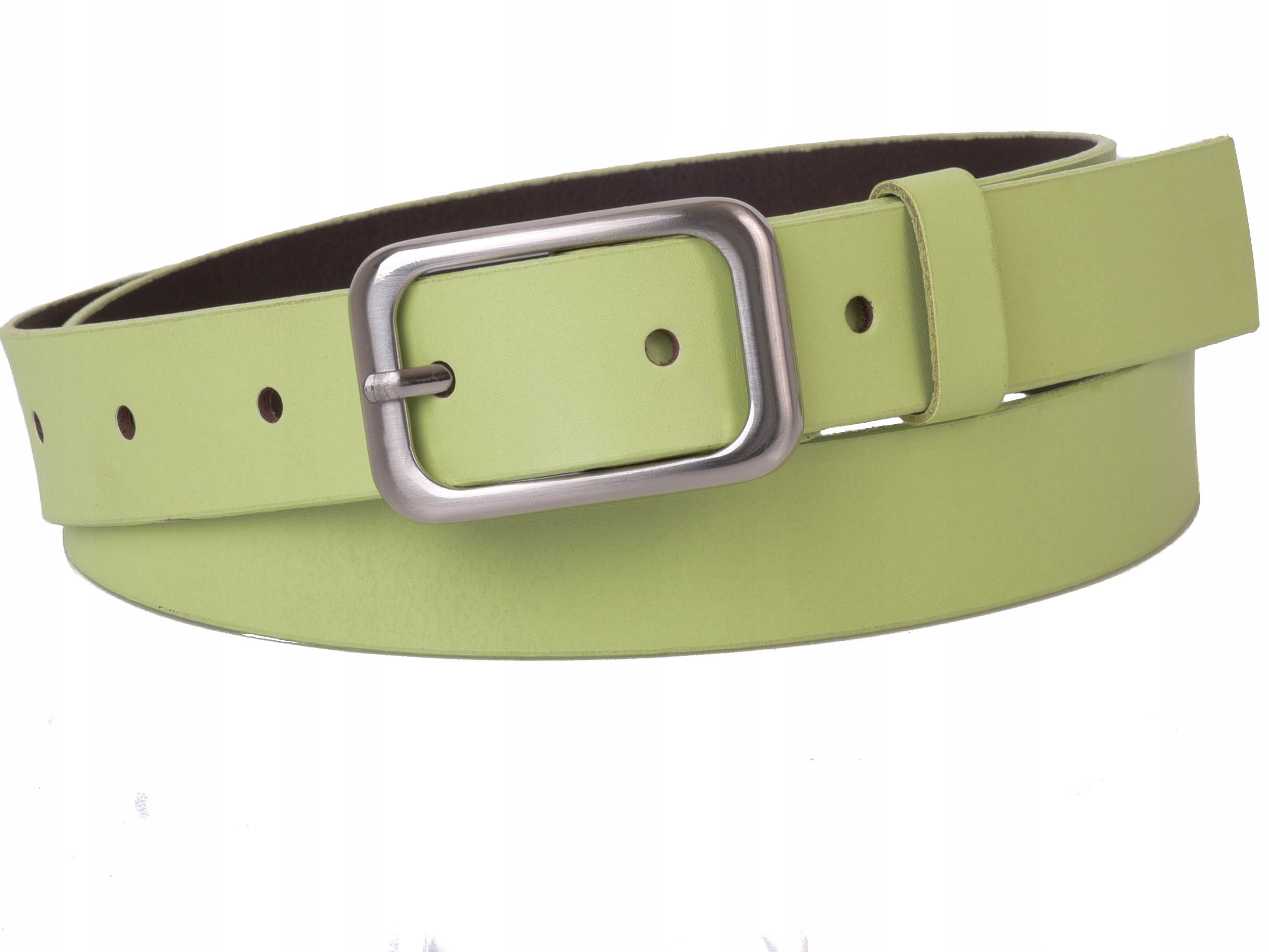 

Damski Skórzany pasek 3cm Limonka |85obw