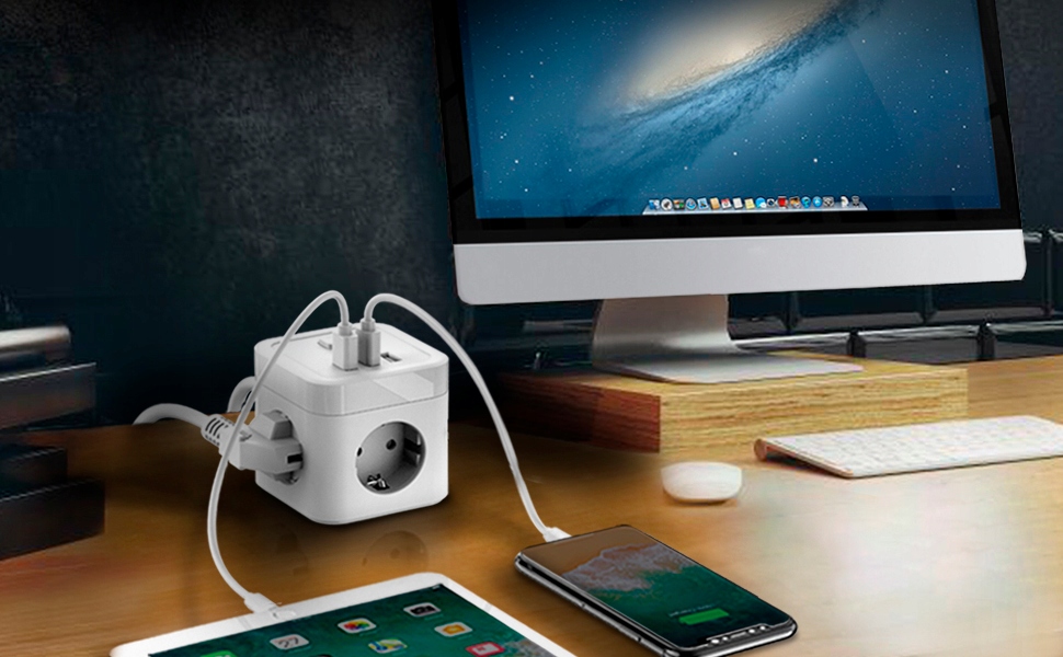JSVER Przedłużacz Gniazdko Rozgałęźnik USB 6w1 — miniatura 9