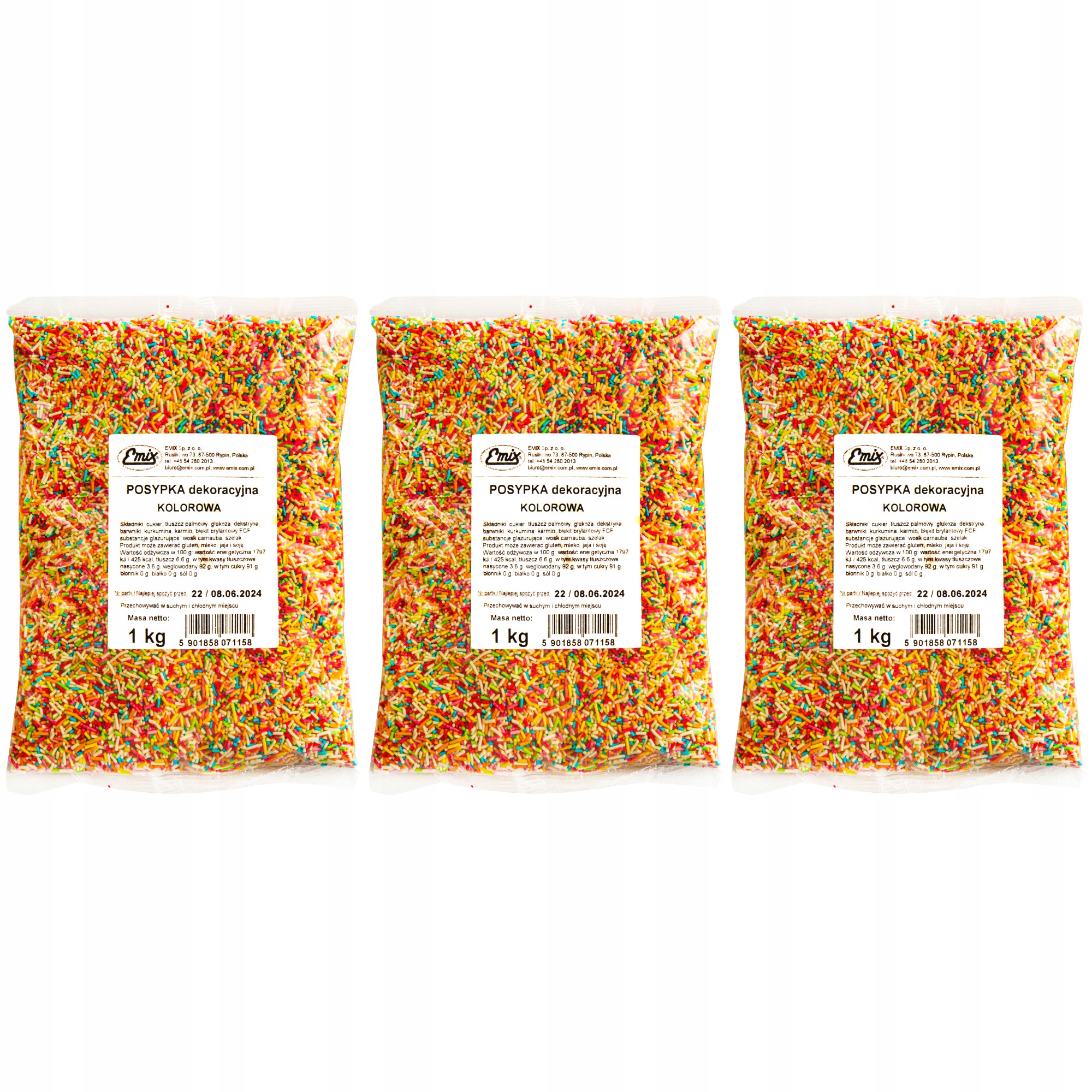 Posypka Cukrowa do lodów Tortów Pałeczki Cukrowe 3kg kolorowe Gofrów mix