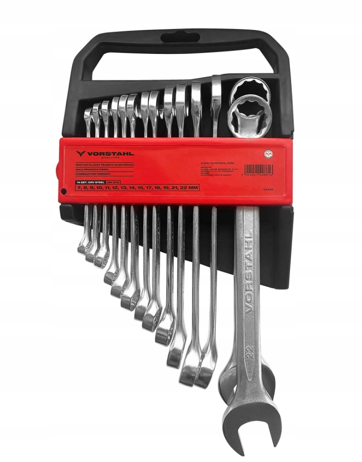 Sada očkoplochých klíčů v kazetě Crv Steel 7-22 mm Vorstahl sada 14ks