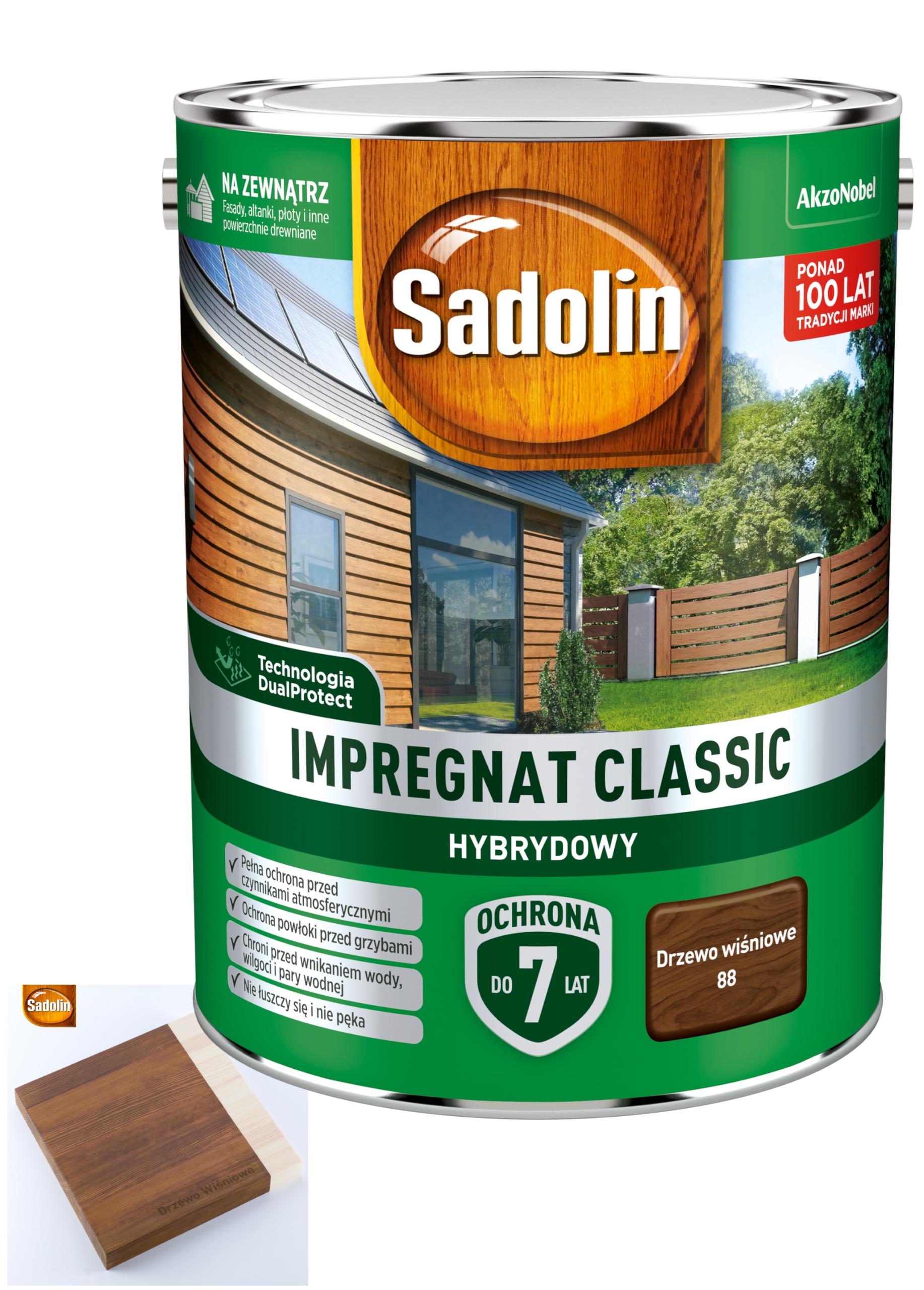 Akzo Sadolin Impregnat Classic Hybrydowy 7 lat ochrony Drzewo Wisniowe 4,5L