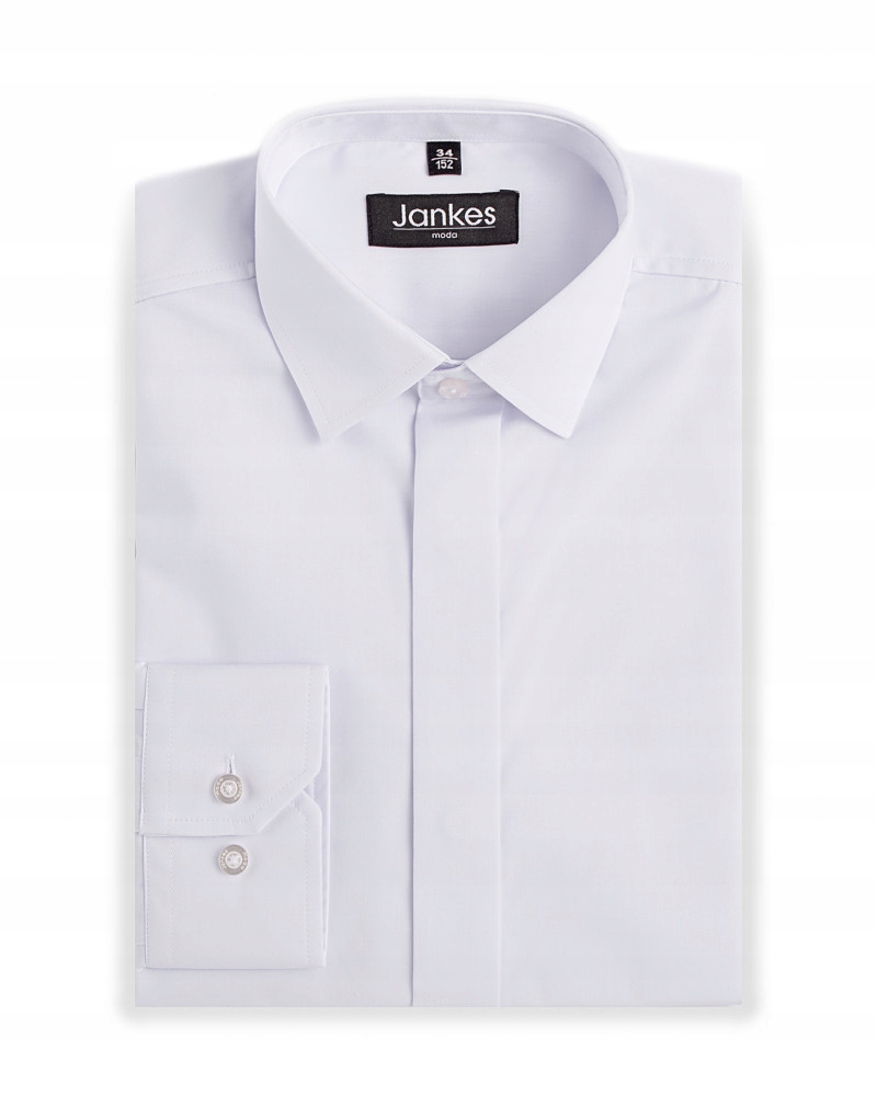 KOSZULA ELEGANCKA KLASYCZNA Z LISTWĄ BIAŁA JANKES R.152/34