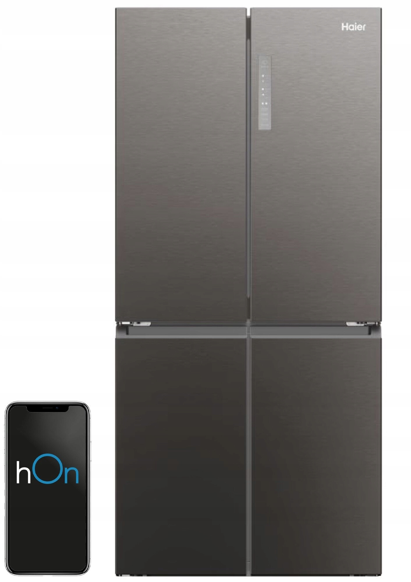 2X Lodówka Haier HCR3818ENMD Side by Side No Frost 181.5cm Ciemny Inox