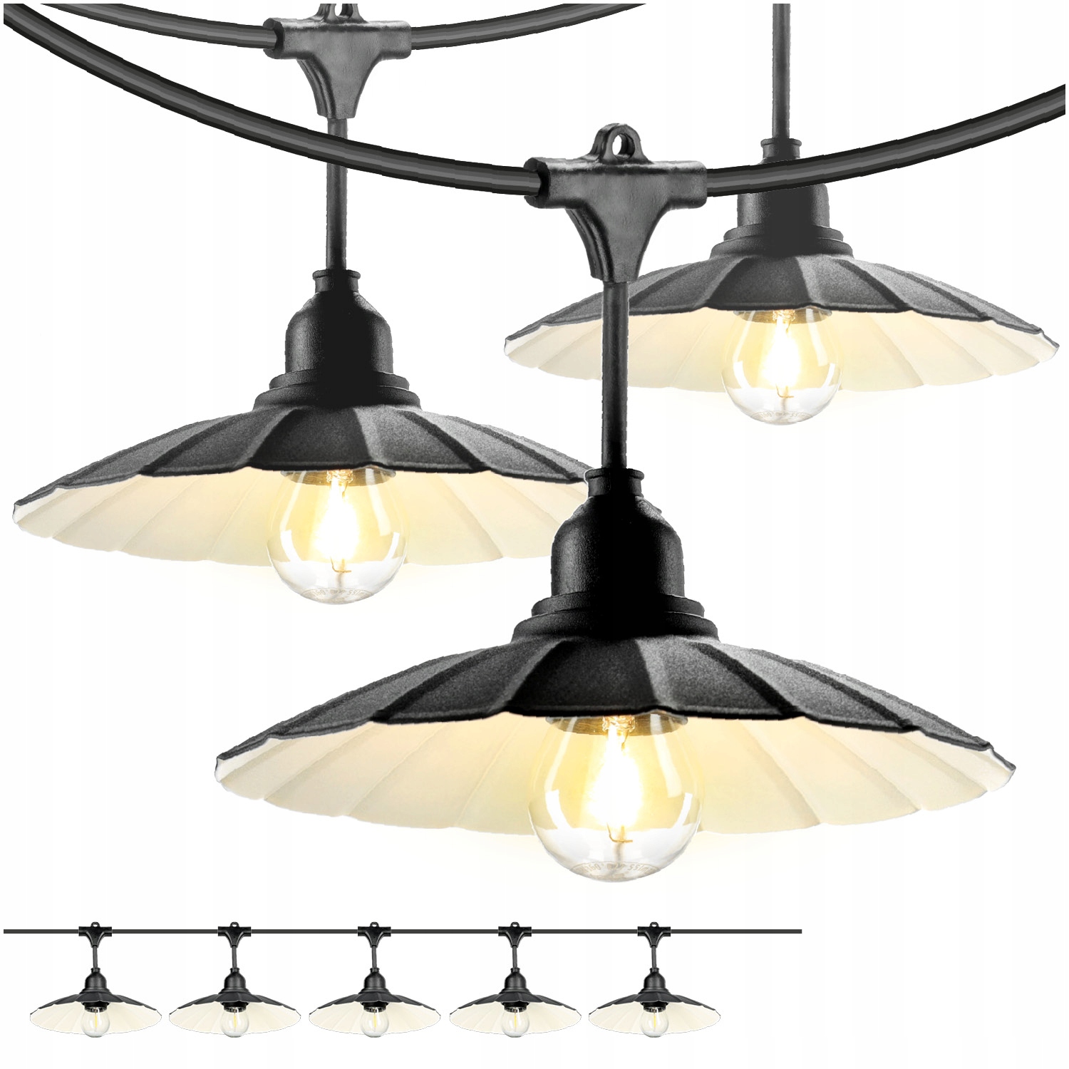 Sada zahradní girlanda Světelný řetěz 10 m Crete 10 stínítek žárovky 1,3 W