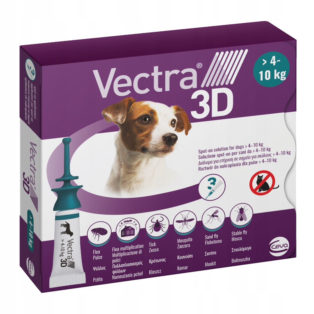 Vectra 3D Preparat Na Kleszcze Pchły Komary Dla Psów 4-10kg 3x1,6ml
