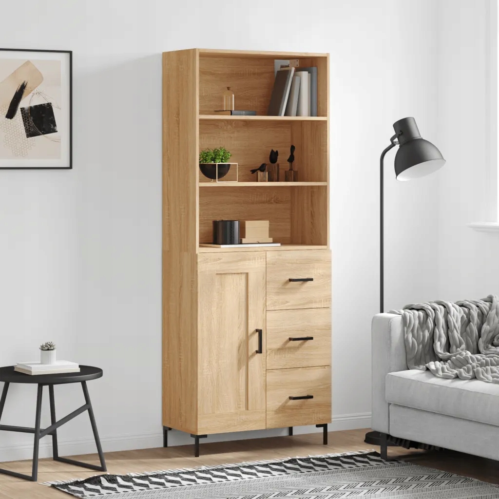 Skříň highboard dub sonoma 69,5 x 34 x 180 cm kompozitní dřevo Hnědá 319002