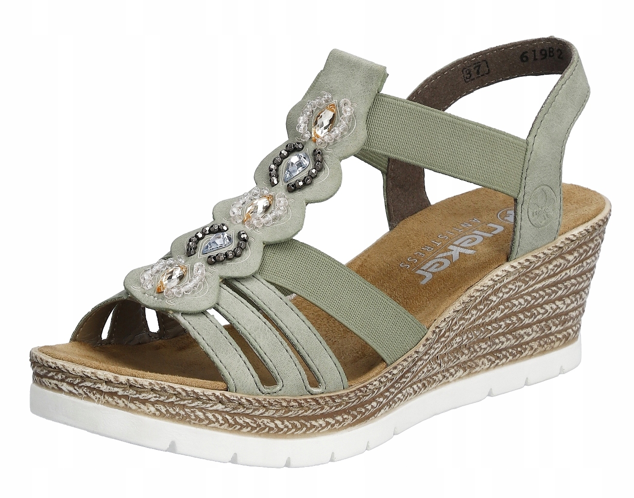 Rieker 619B2-52 vel.38 zelené sandály na klínku