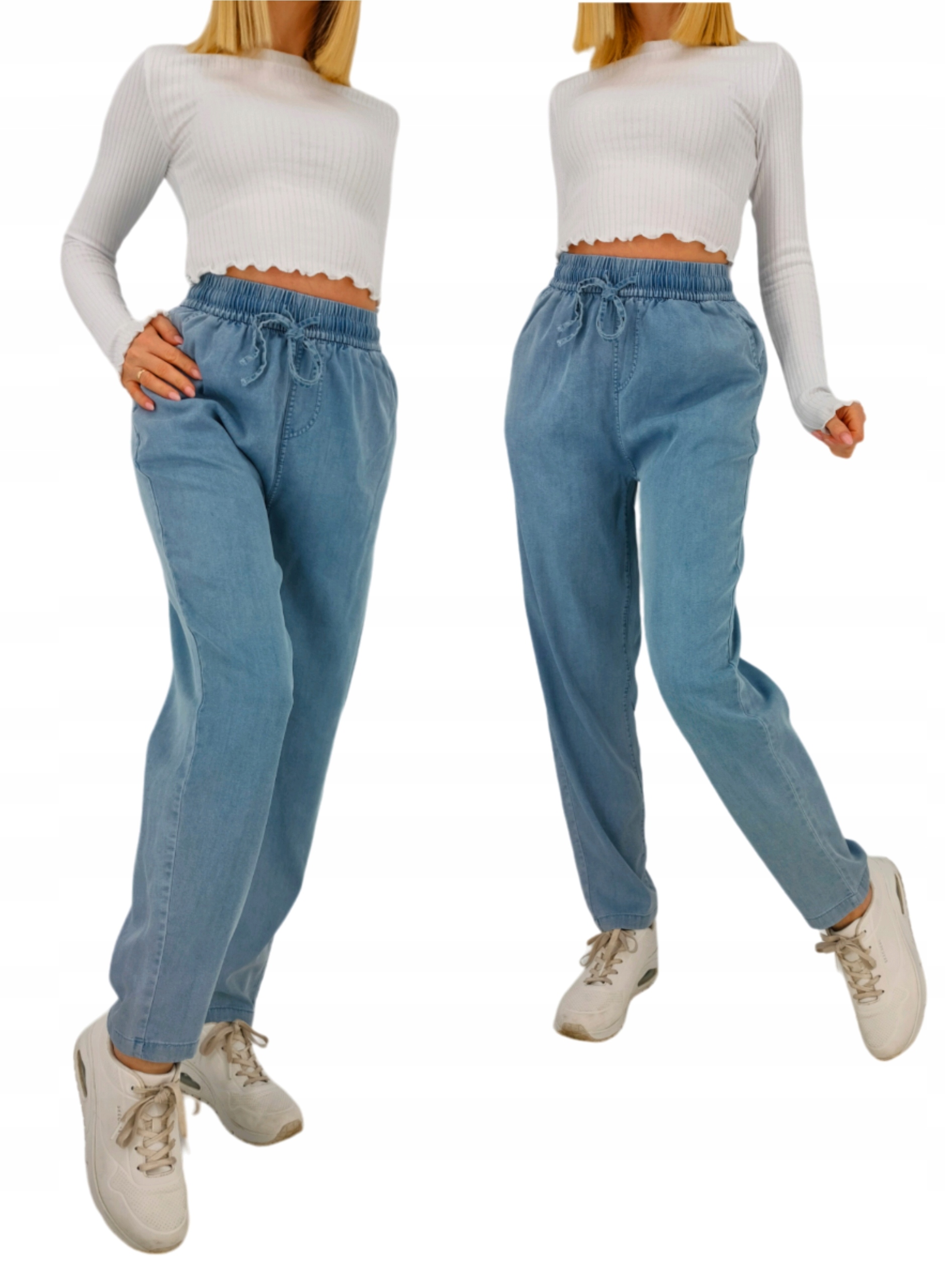 Dámske džínsové nohavice modré dlhé s vreckami