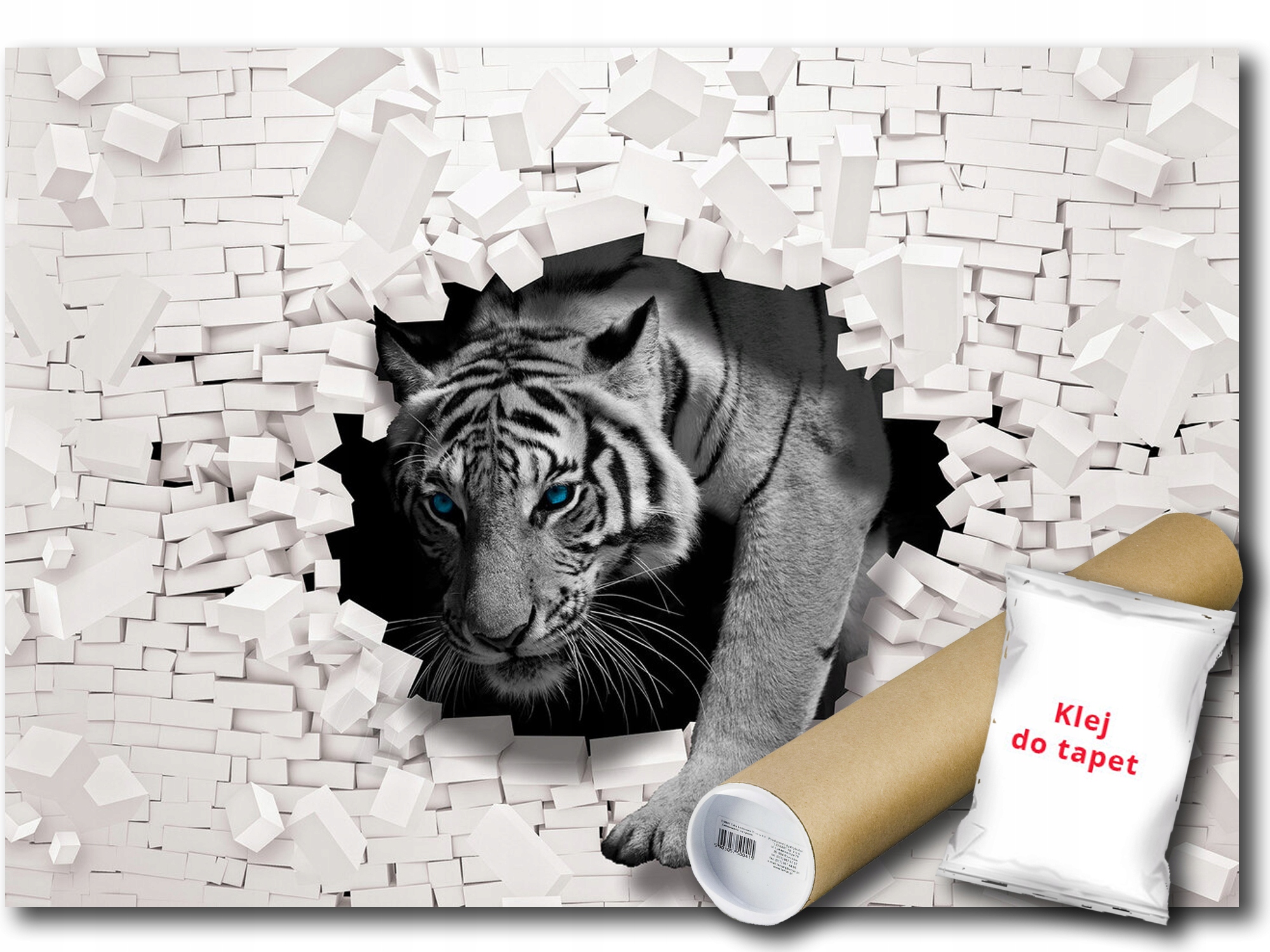 Vinylová Fototapeta Tiger Stena Tehla Mur 3D Diera Imitácia 312x219