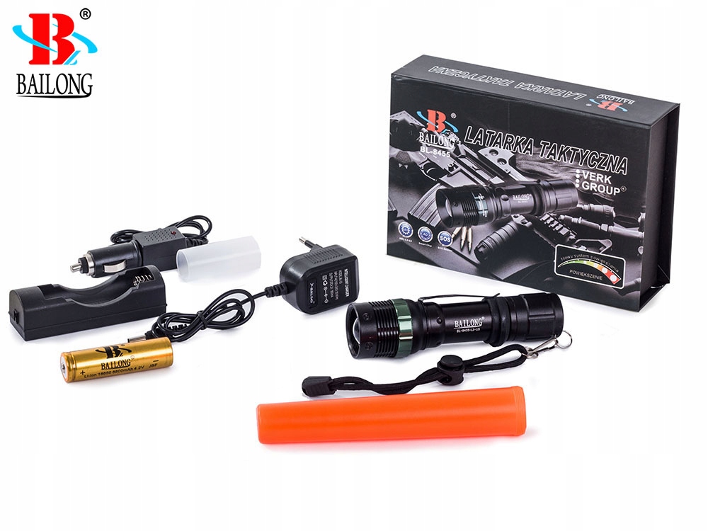 LATARKA TAKTYCZNA BAILONG ZOOM DIODA LED CREE XM-L T6 WOJSKOWA MOCNA Kod producenta 08258