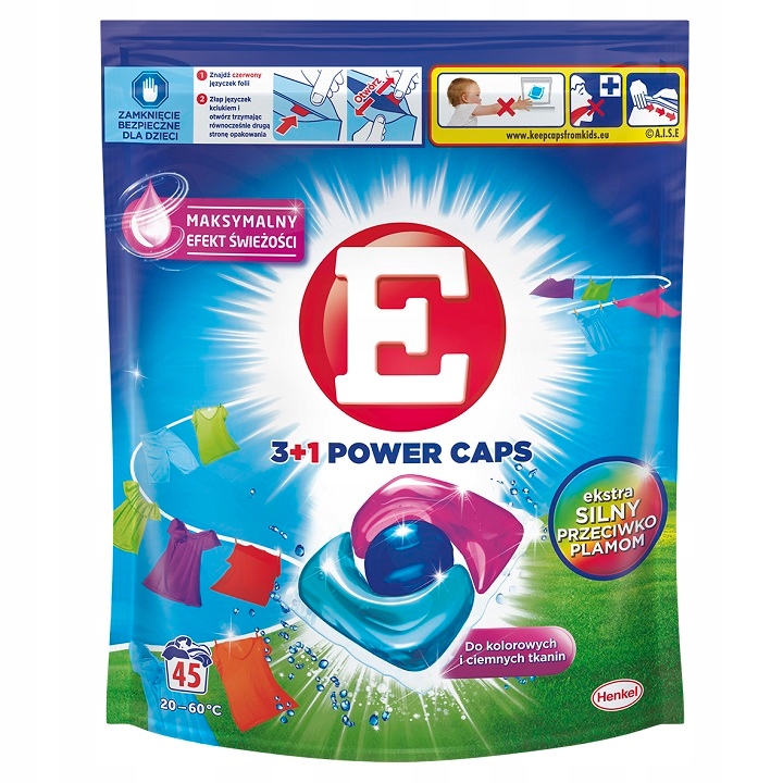Levně Kapsle na praní E 3+1 Power na barvy 45ks,