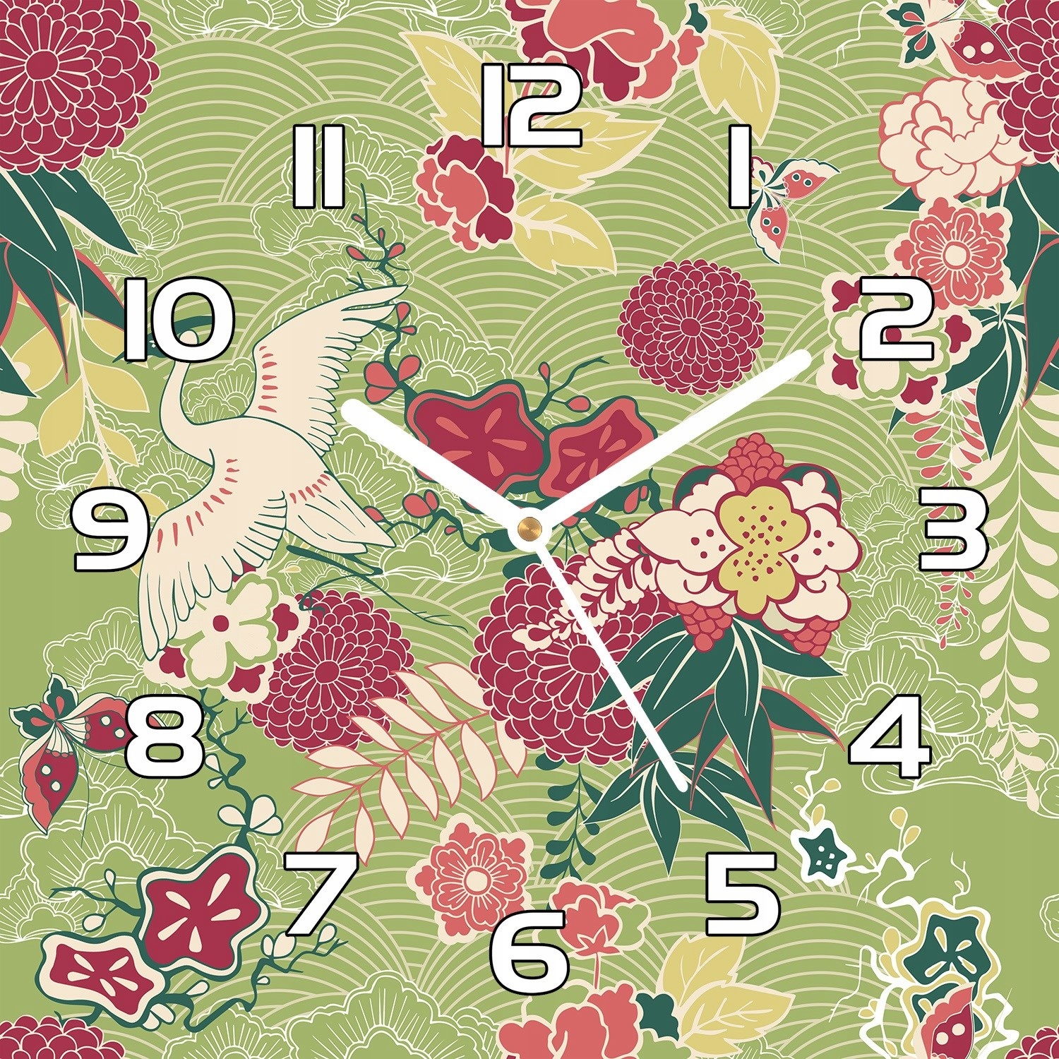 

Cichy zegar na szkle Wiejska fauna i flora 30x30cm