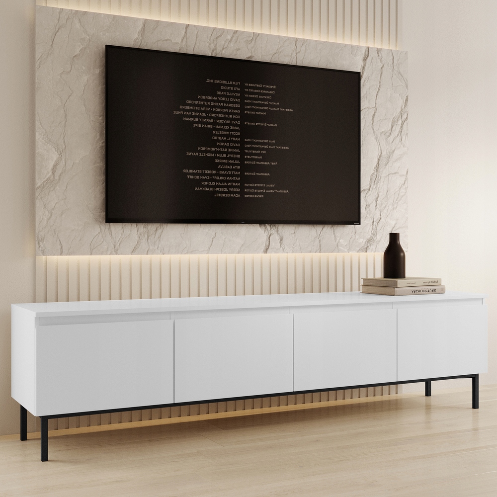 Stojící skříňka Rtv bílá s dveřmi bez úchytek 200 x 40 x 50 cm Silk