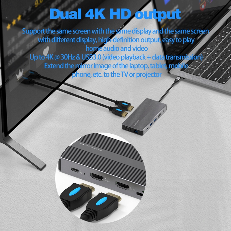 Adapter HUB 12W1 USB-C 3.0 HDMI 4K RJ45 SD Macbook Producent Oem