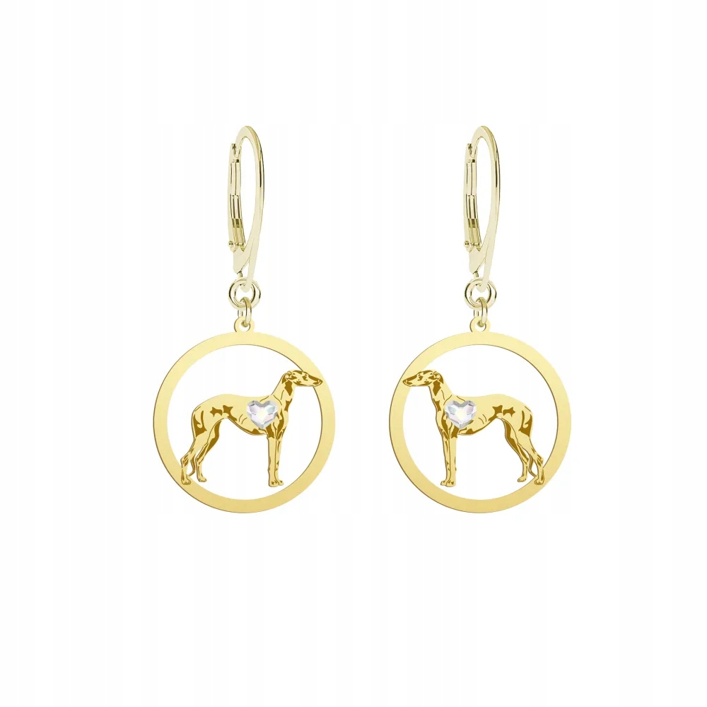 Náušnice Zlaté s psem Galgo Espanol 925 Bigiel Gravírování Dedikace Bonus