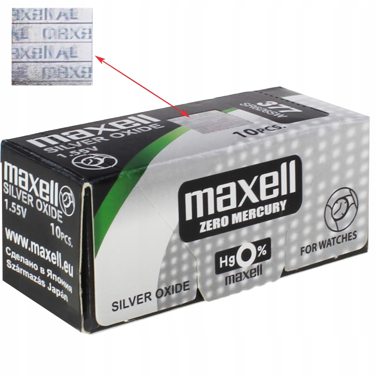 BATERIA MAXELL 377 SR626SW BATERIE Z HOLOGRAMEM JAPOŃSKIE ZESTAW 10 SZT Marka Maxell