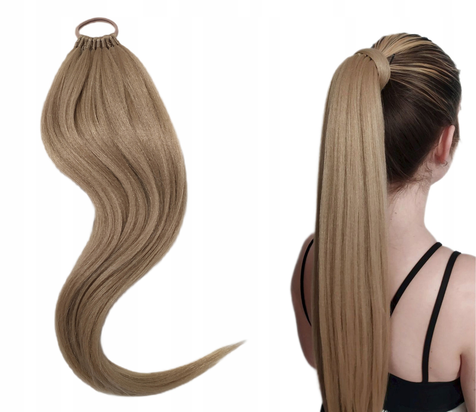 Připínací poník na gumičce, Příčesek, blond, Přírodní Blondýnka, 60 cm