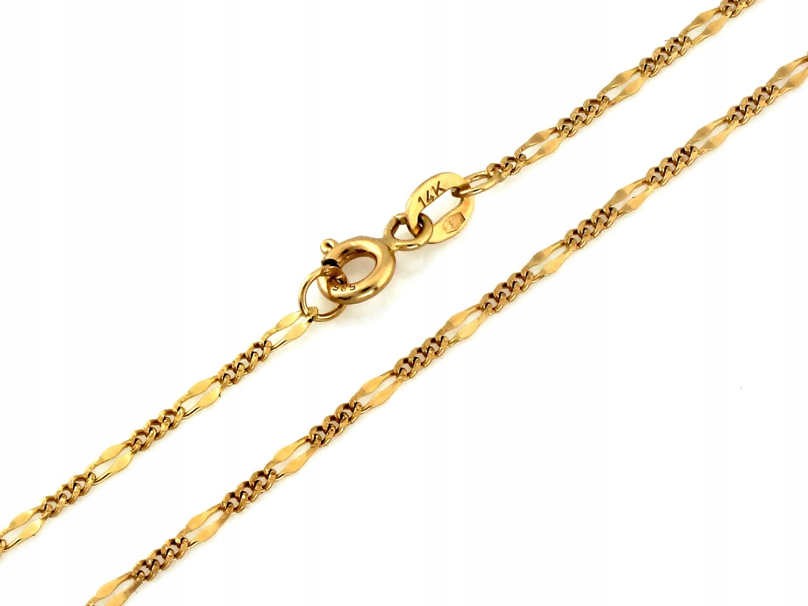 Řetízek ze zlata 585, figaro pro dívku na svaté přijímání, 1,7 mm, velikost 50