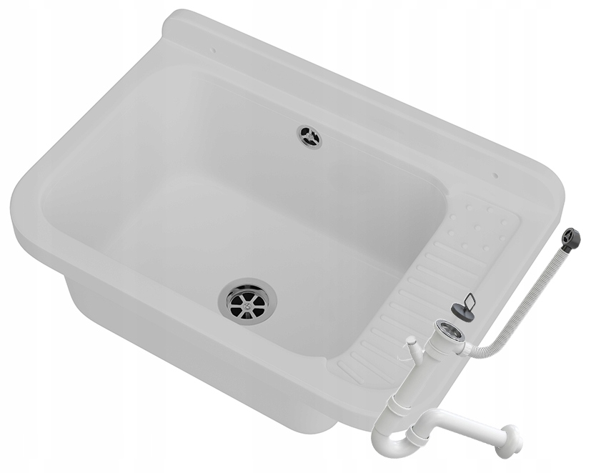 Bílý dřez Polo technický dřez do kotelny, technická komora, sifon