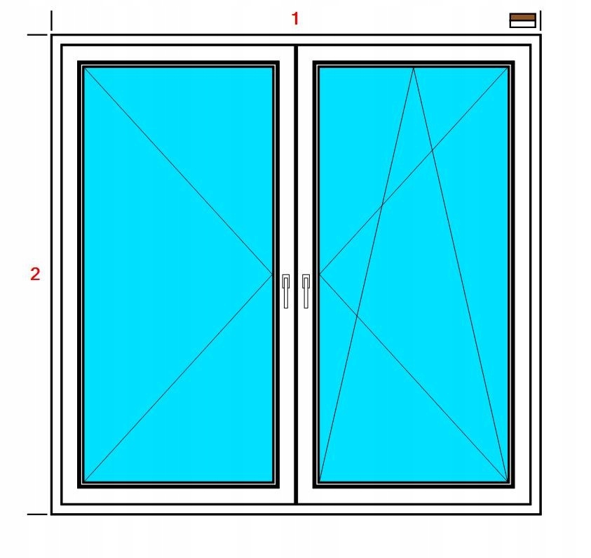 OKNA PCV 1465x1435 R+RU SYMETRYCZNE ZEWN. ZŁ. DĄB