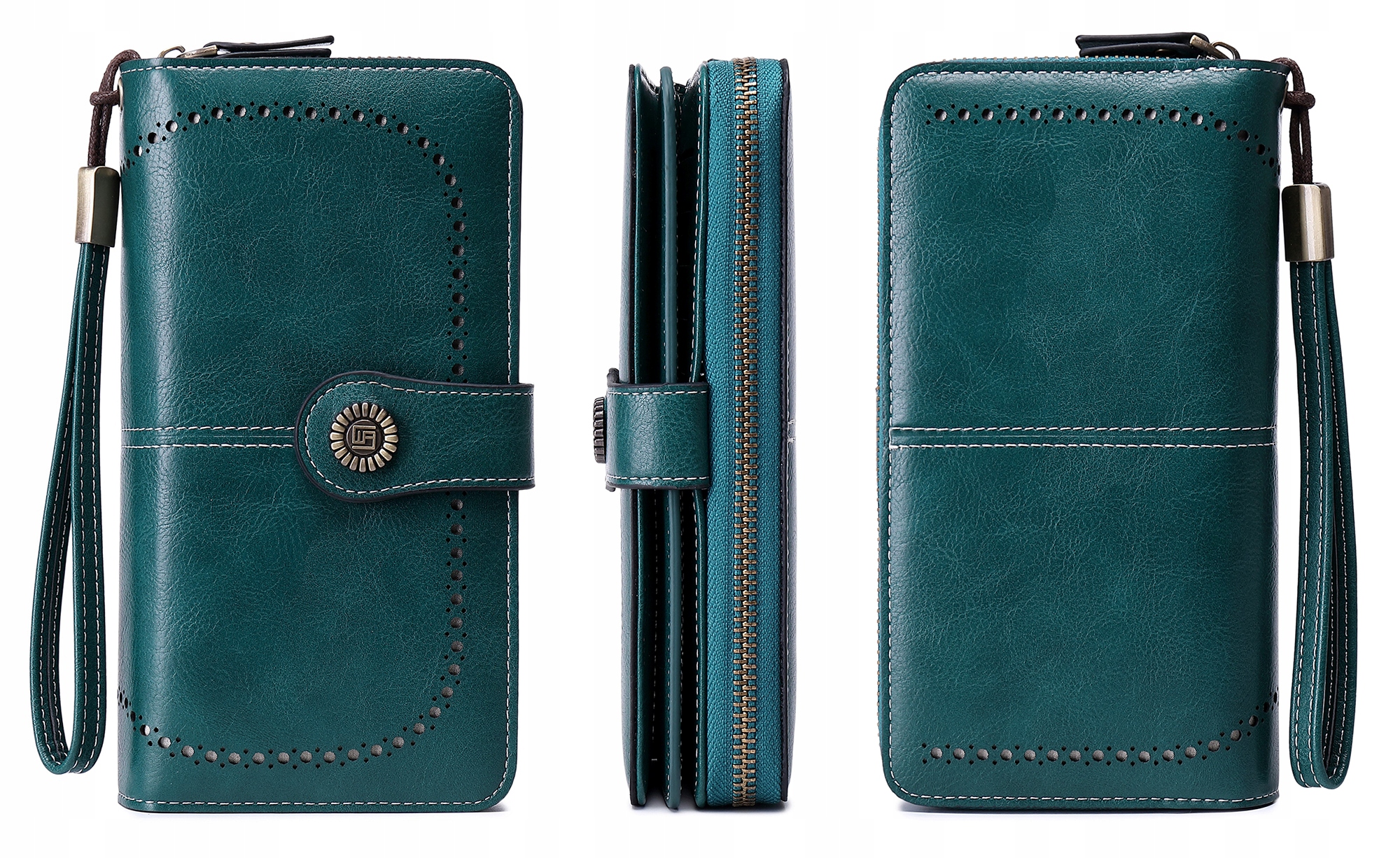 

Skórzany portfel damski skóra system Rfid Zielony