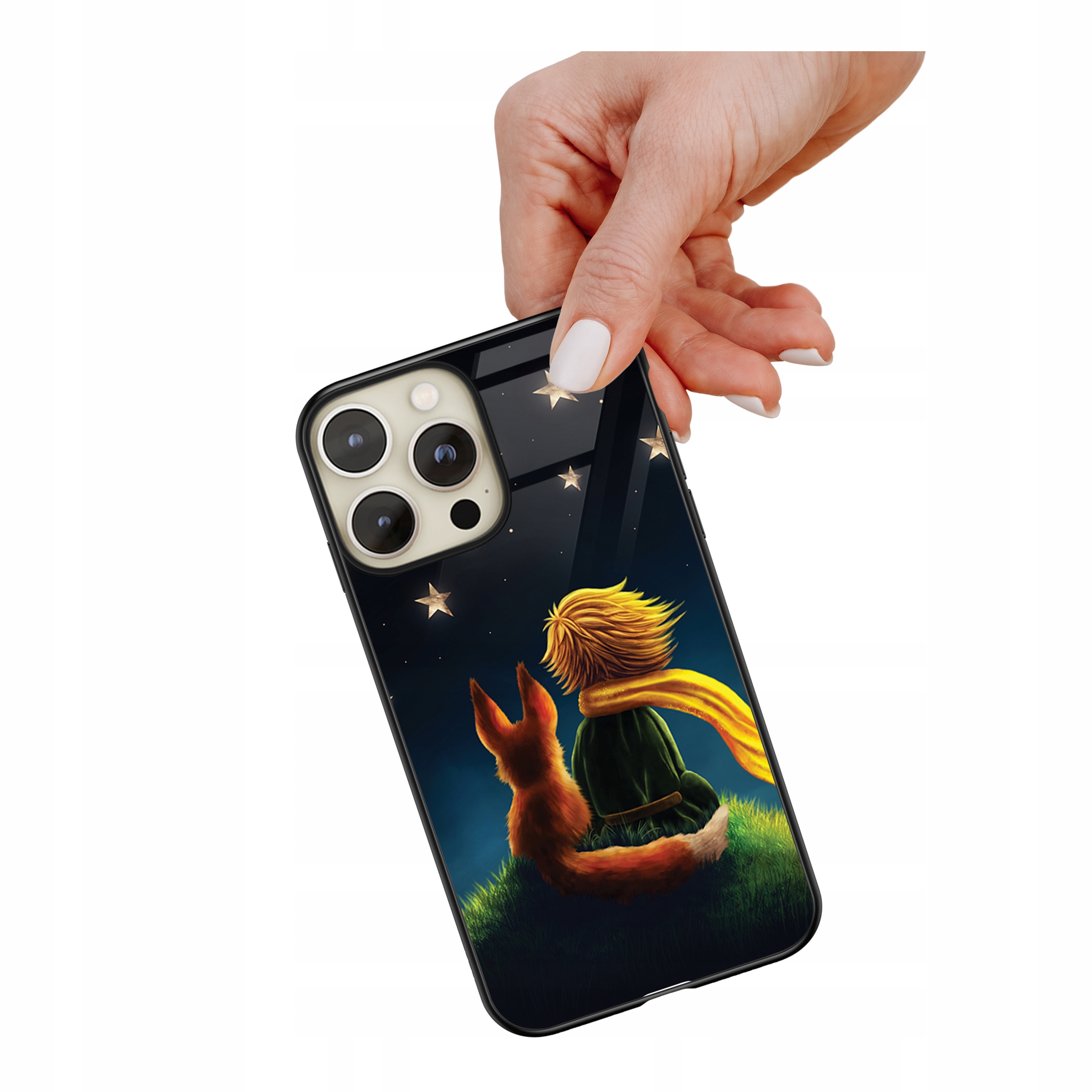 Etui szklane ceramiczne do iPhone 15 Pro Mały książe i lisek