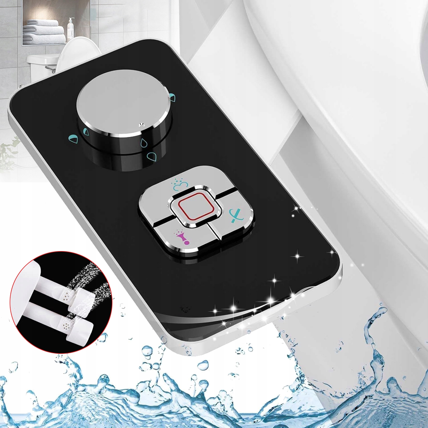 Bidetová Tryska Pro Toalety S Tryskami A Knoflíkem Pro Regulaci Tlaku Vody