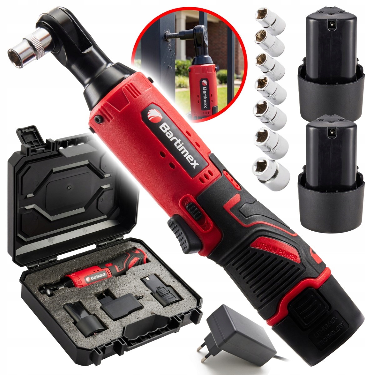 Grzechotka Udarowa Akumulatorowa 12V 65Nm 3/8" 2x Akumulator 2,0Ah Nasadki