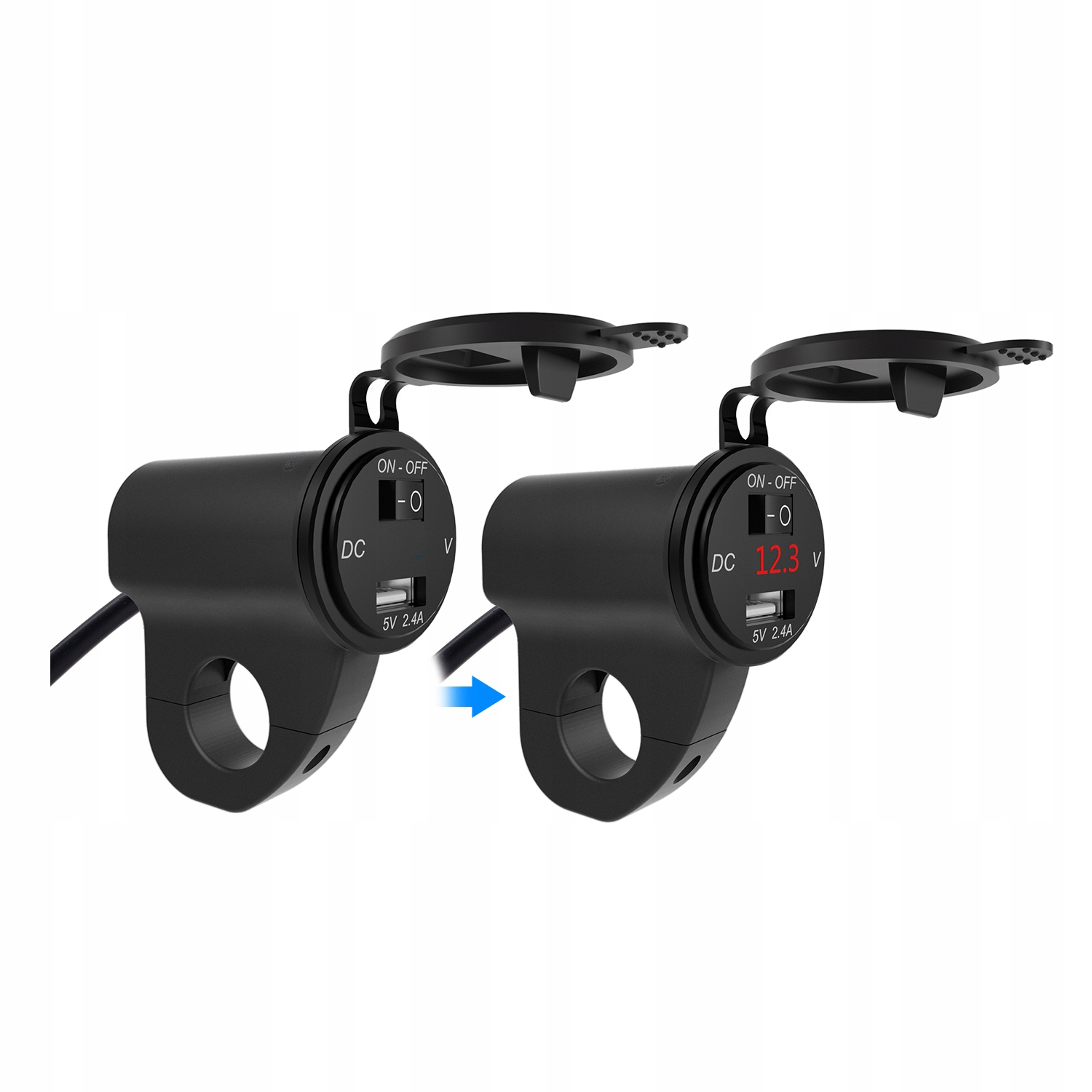 LADOWARKA MOTOCYKL 2 4A USB GNIAZDO WYLACZNIK Waga produktu z opakowaniem jednostkowym 0 17 kg